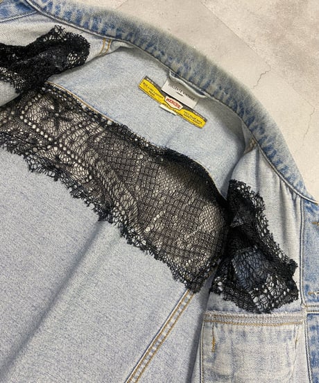 lace design remake denim vest-4200-6