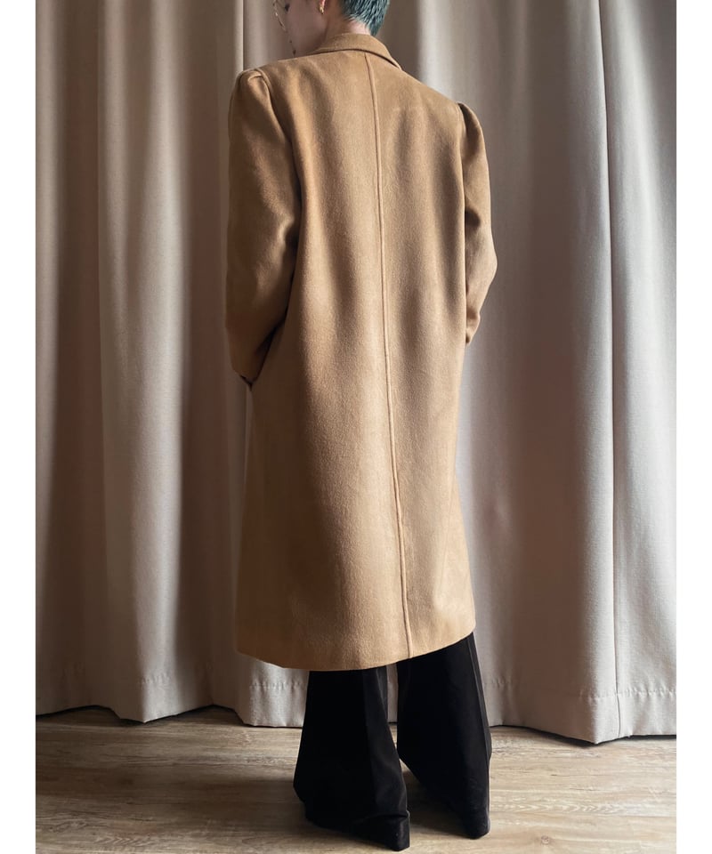 キャメルカシミヤ 楽しく ロングコート 肩パット