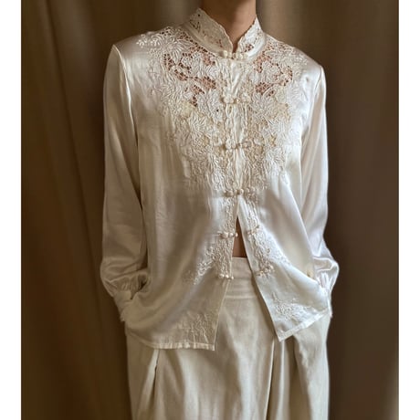 embroidery design china button silk shirt-4064-4