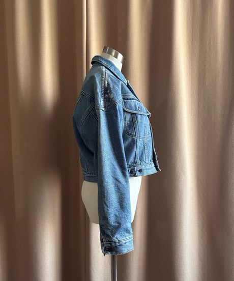 silver foil remake boa denim jacket-4550-2