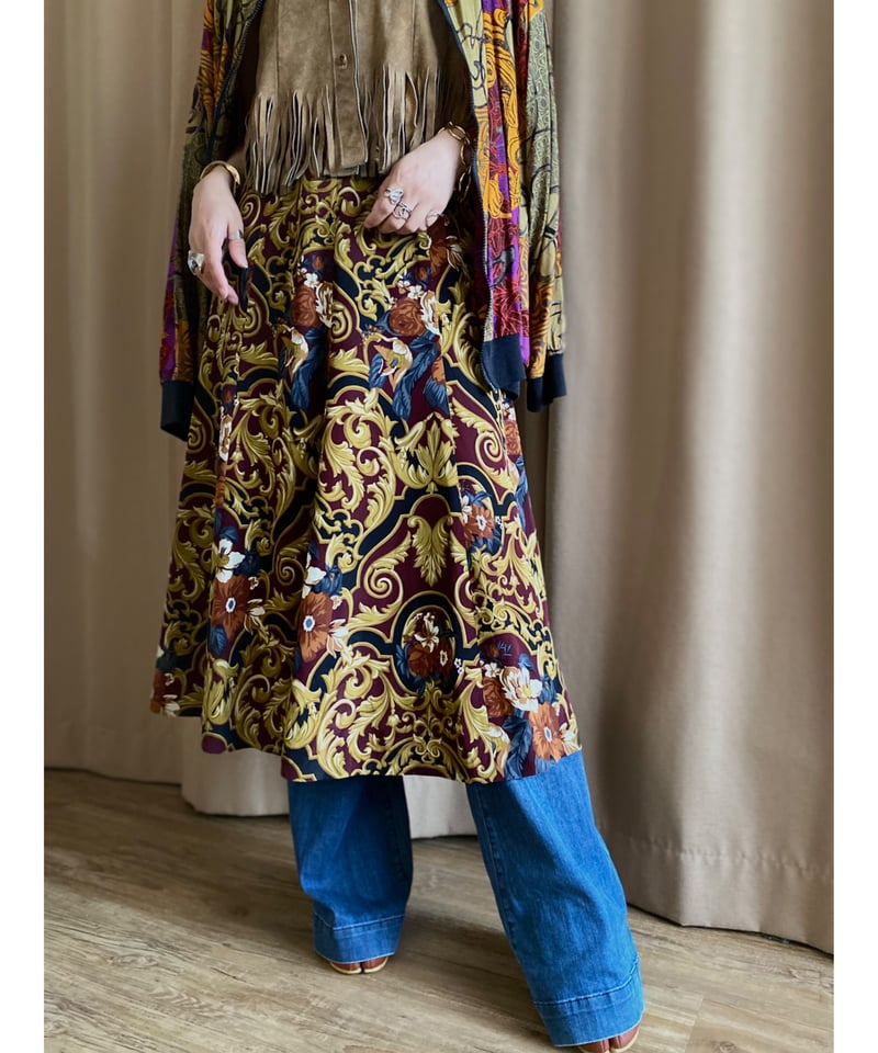 scarf pattern flare skirt-4290-8 | COLLENTE vin 