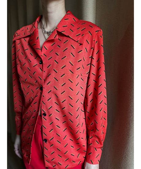 bright red color rétro  design shirt-3723-10