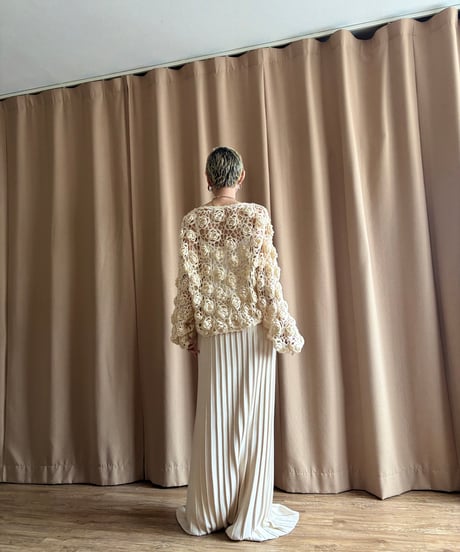 floral crochet knit cardigan-4618-4