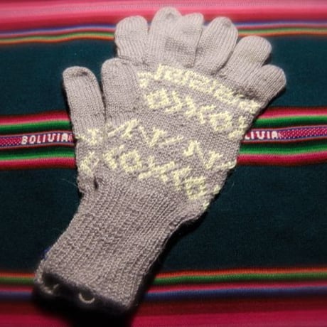 アルパカ100％　手編みてぶくろ　指付き　Mサイズ　ラベンダー色