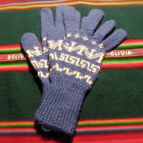 アルパカ100％　手編みてぶくろ　指付き　子供サイズ