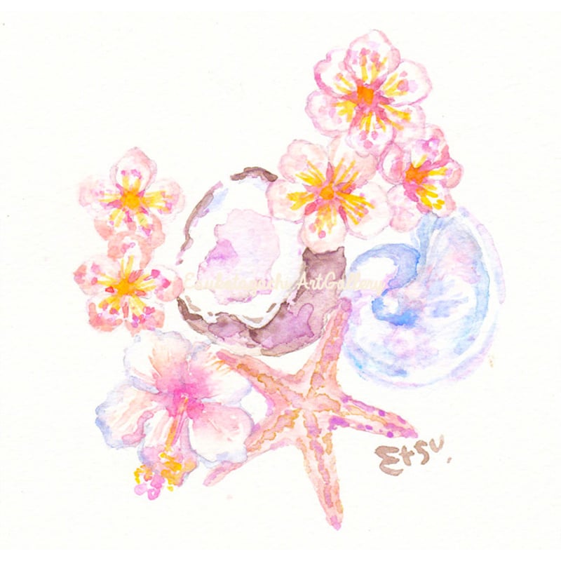 原画：4月Tropical cherry tree | EtsukoTaguchiArt Ga