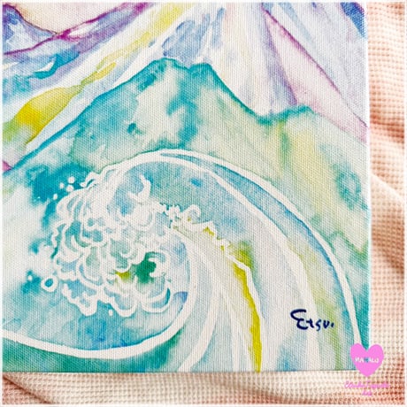 Canvas wall art：山の虹と海と鳥と夜空Bキャンバスウオールアート