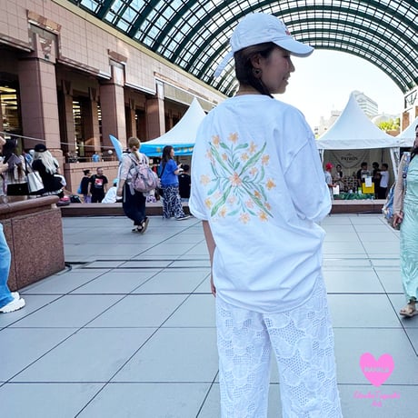 キルト flower柄Tシャツ