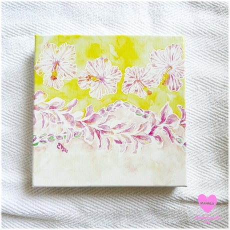 Canvas wall art：ハイビスカス＆プルメリアレイキャンバスウオールアート