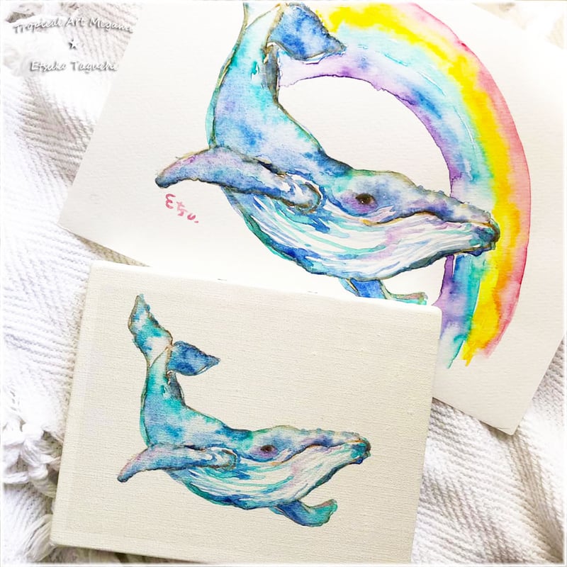 Canvas wall art：キャンパス泳ぐクジラA キャンバスオールアート