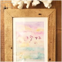 原画：グラデーションの空 と鳥