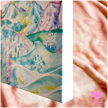 Canvas wall art：山の虹と雲と雨Aキャンバスウオールアート