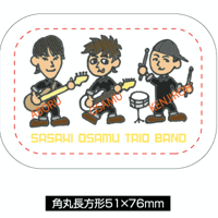SASAKI OSAMU TRIO BAND　白（イラスト）（缶バッジ角丸）