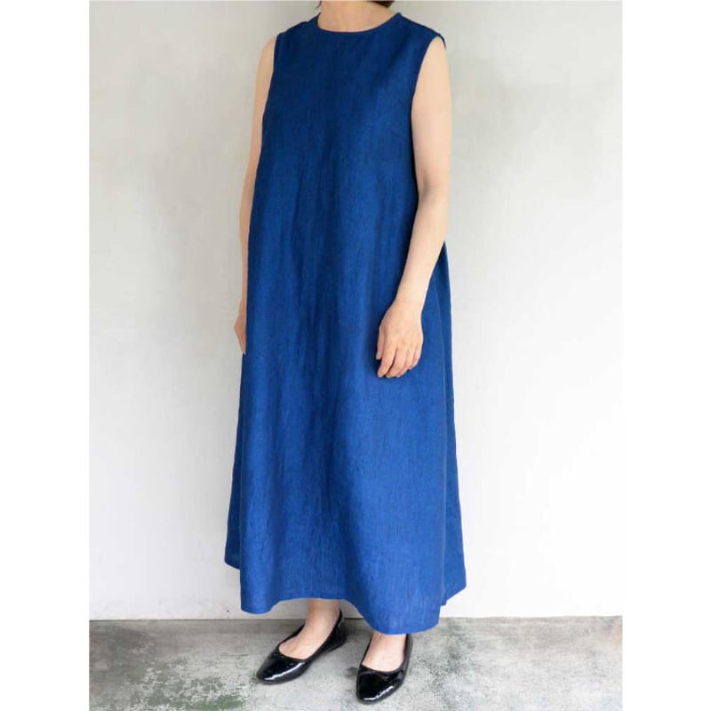 blue willow ノースリーブワンピース ストライプ 水色 ナチュラン blue willow ノースリーブワンピース ストライプ 水色