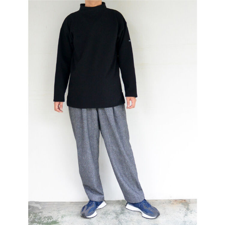 SAINT JAMES OUESSANT ウエッソンモックネックボーダー (NOIR) | L