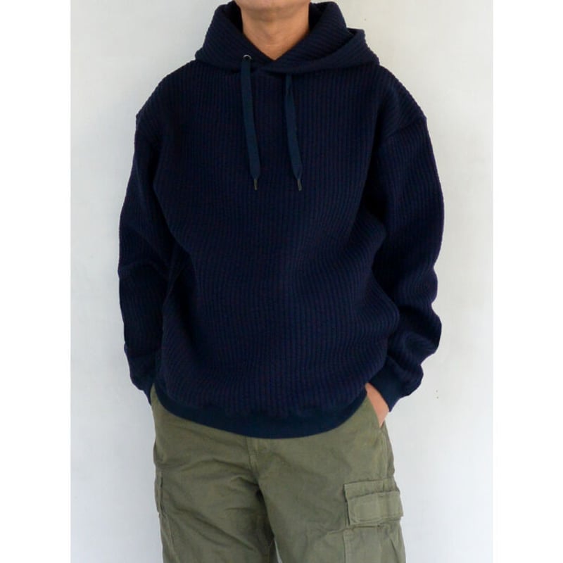Audience 尾州コットンキルト プルオーバー パーカー NAVY | Little by...