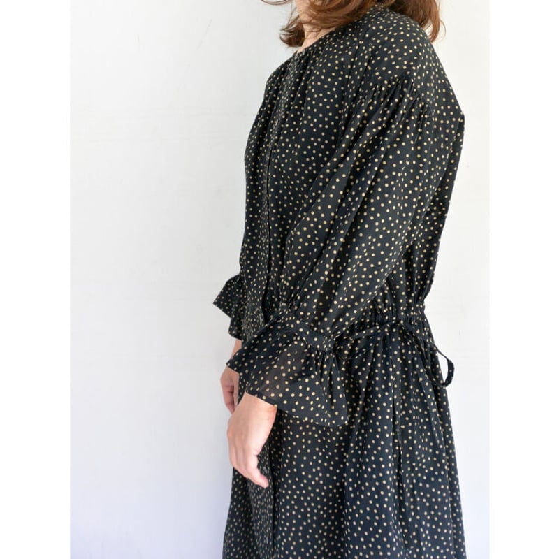 LUEUF(ルフ) 60 LAWN コットンフリルシャツワンピース DOT BLACK | L 