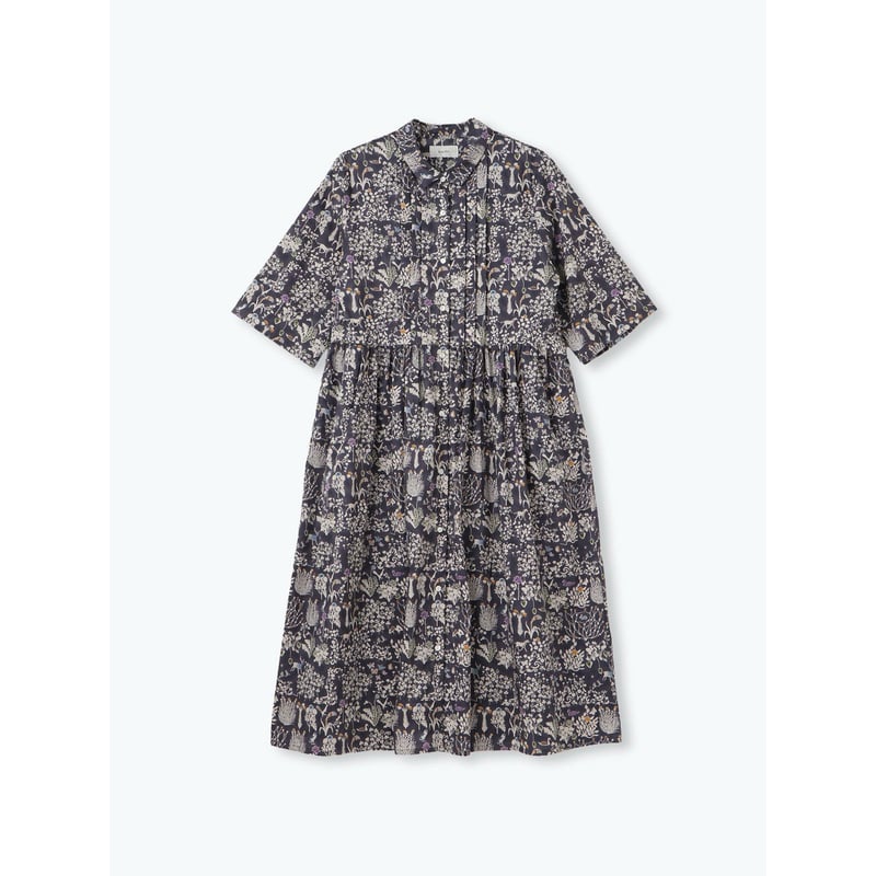 sosotto(ソソット)LIBERTY PRINTチビ衿ピンタック前開きワンピース | Li