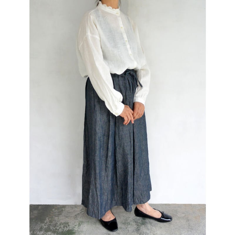 美品　inaリネンスカート ina(イナ)リネン タック ロングスカート Dark Mint | Little by