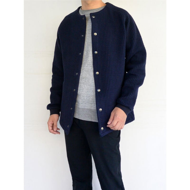 UpscapeAudience 尾州コットンキルトノーカラースナップジャケット