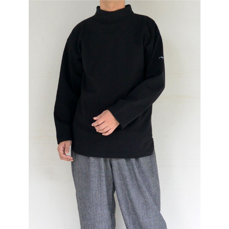 SAINT JAMES OUESSANT ウエッソンモックネックボーダー (NOIR) | L