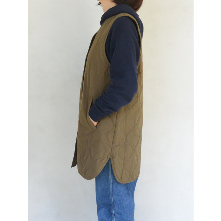 再入荷なし】blue willow キルティングロングベスト KHAKI | Little