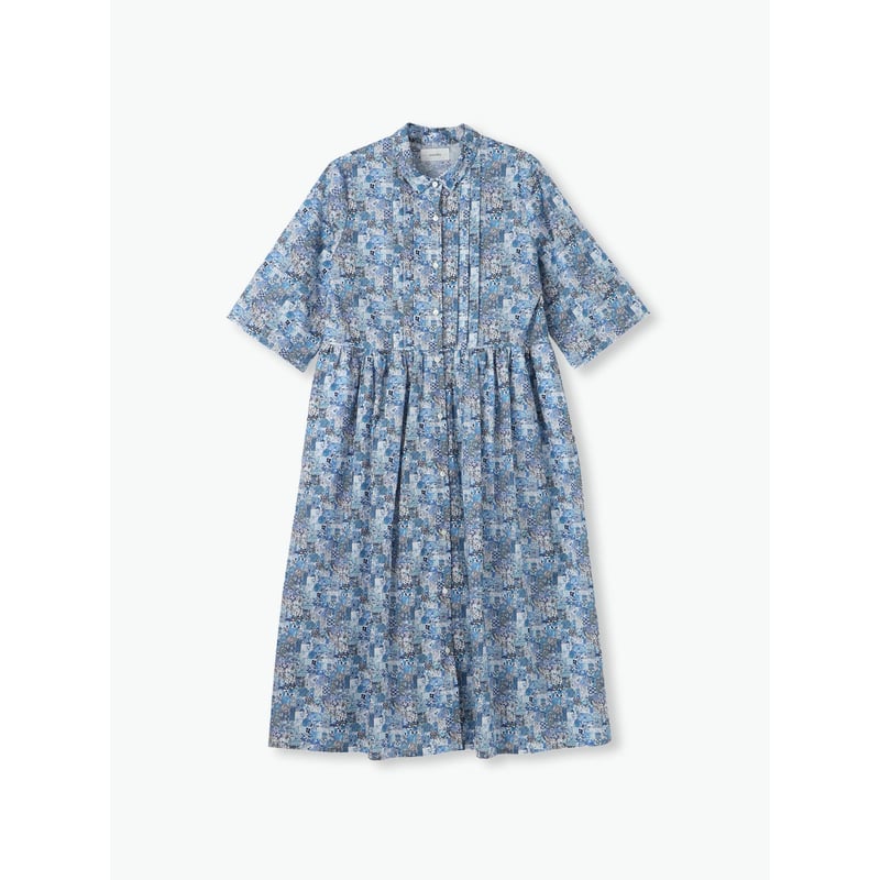 sosotto LIBERTY コットンワンピース sosotto(ソソット)LIBERTY PRINTチビ衿ピンタック前開きワンピース | Li