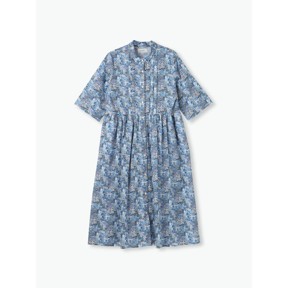 sosotto(ソソット)LIBERTY PRINTチビ衿ピンタック前開きワンピース | Li