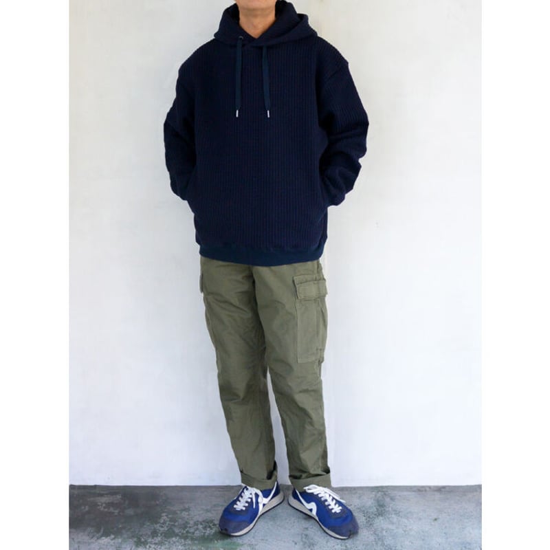 Audience 尾州コットンキルト プルオーバー パーカー NAVY | Little by...