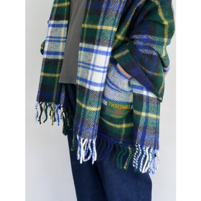 TWEEDMILL ツイードミル　ウール　ストール　青　カーキ 楽天市場】TWEED MILL（ツイードミル） 74×180 ブロックチェック