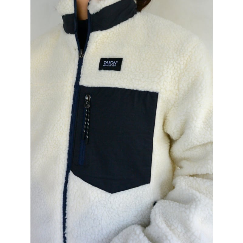 UNISEX】TAION マウンテン リバーシブル ダウン×ボア ジャケットNAVY