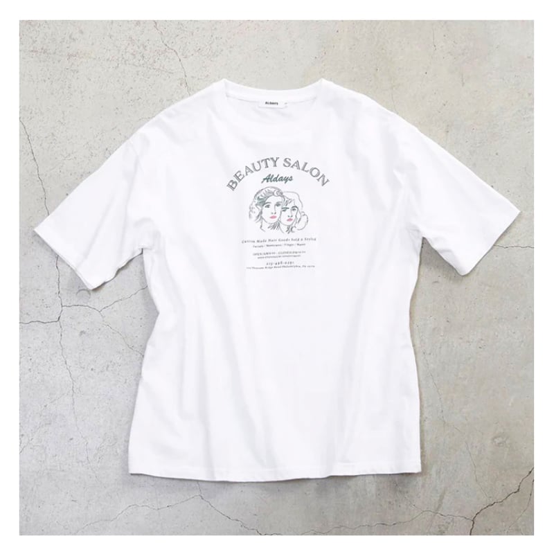 ALDAYS オルデイズ HALF SLEEVE PRINT TEE「BEAUTY SALON