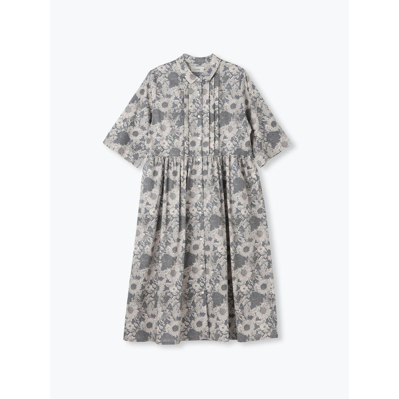 sosotto(ソソット)LIBERTY PRINTチビ衿ピンタック前開きワンピース | Li