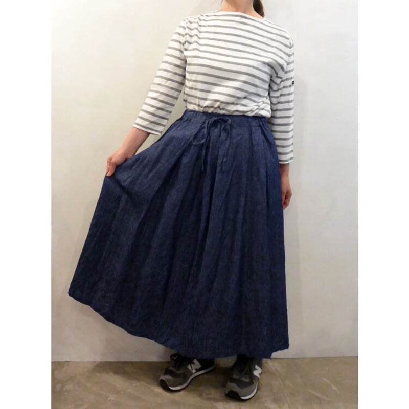 再入荷無し】ina (イナ)ヴィンテージリネンDENIMタックギャザー
