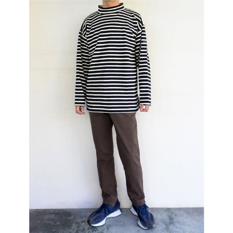 SAINT JAMES OUESSANT ウエッソンモックネックボーダー (NOIR/ECRU