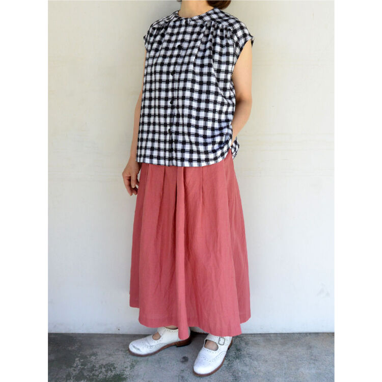 ina(イナ)リネン タック ロングスカート Dark Pink | Little by ina(イナ)リネン タック ロングスカート Dark Pink | Little by