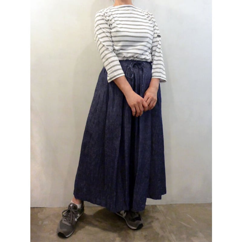 再入荷無し】ina (イナ)ヴィンテージリネンDENIMタックギャザー