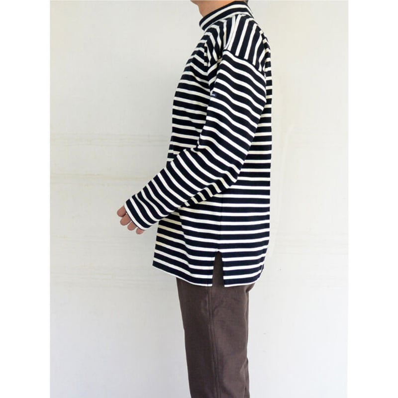 SAINT JAMES OUESSANT ウエッソンモックネックボーダー (NOIR/ECRU