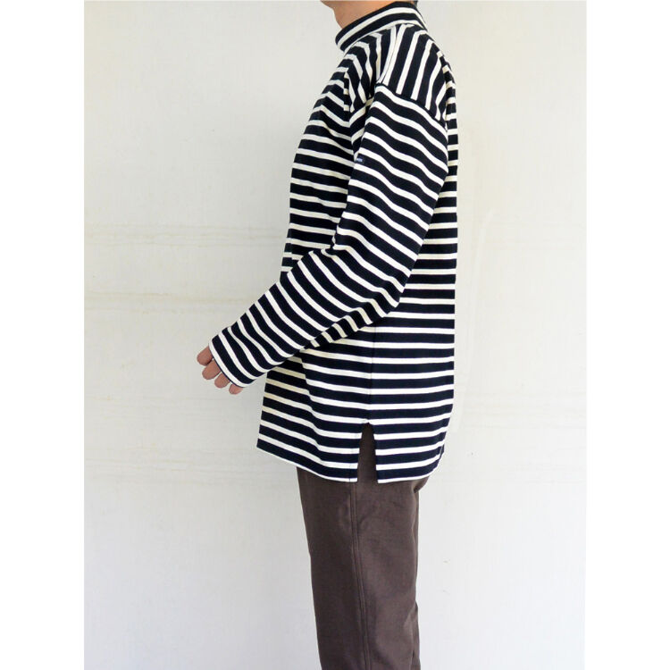 SAINT JAMES OUESSANT ウエッソンモックネックボーダー (NOIR/ECRU
