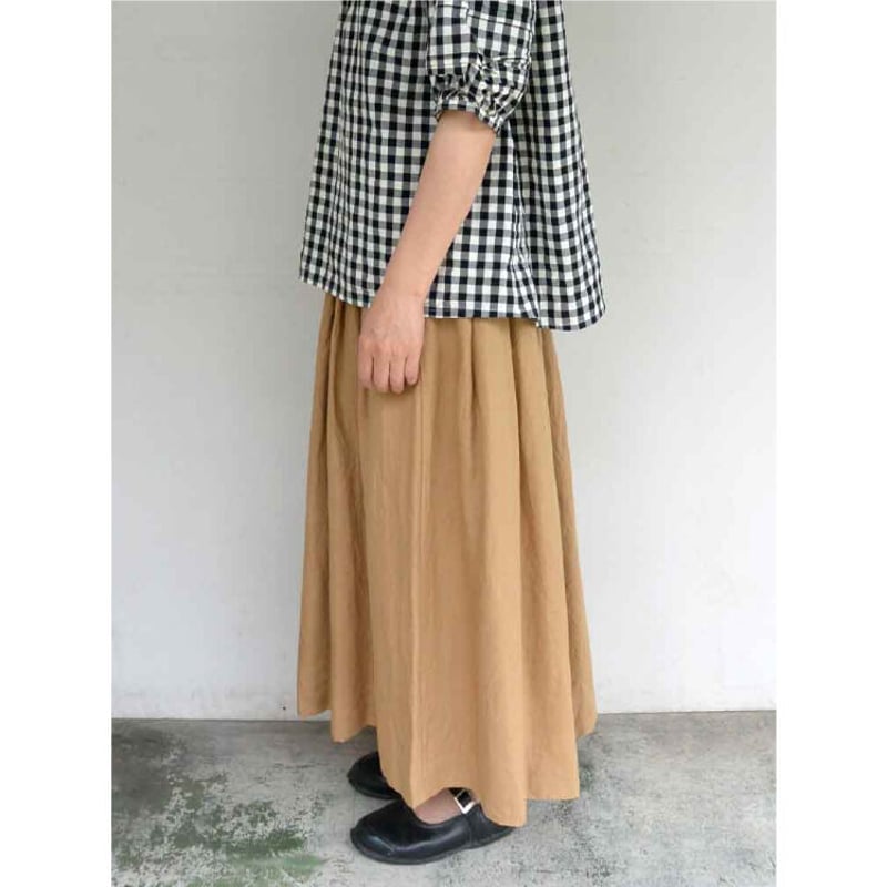 再入荷】ina(イナ)リネン タック ロングスカート CAMEL | Little 再入荷】ina(イナ)リネン タック ロングスカート CAMEL | Little