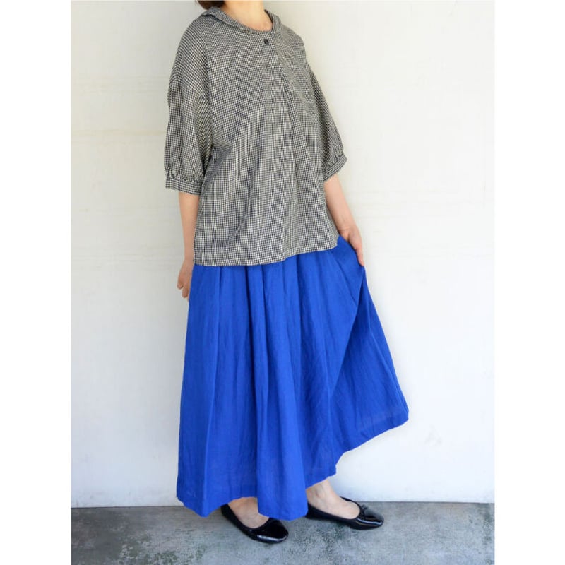 ina(イナ)リネン タック ロングスカート Royal Blue | Little by L 