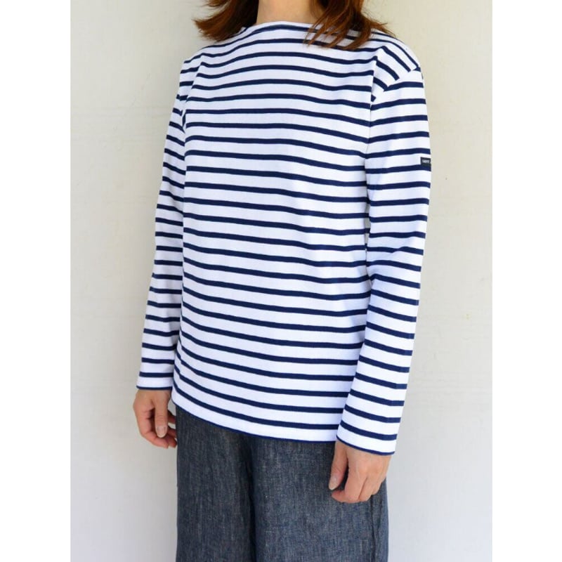 セントジェームス ウェッソン 白と黒のストライプ 長袖 Tシャツ M