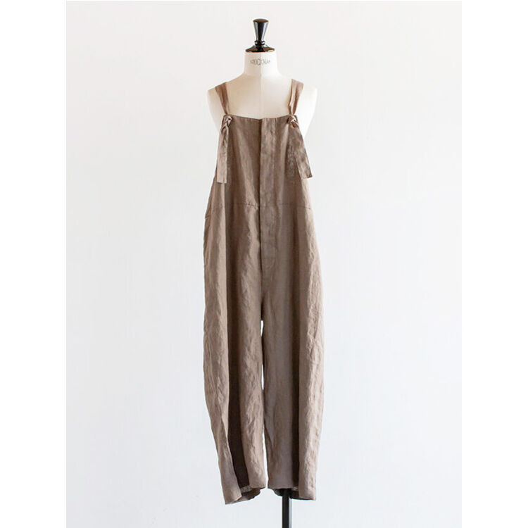美品　ヘブンリー　麻100%　ヘビーリネンサロペット　ゆったり　人気カラー　モカ 次回入荷未定】HEAVENLY(ヘブンリー) ヘビーリネンサロペット