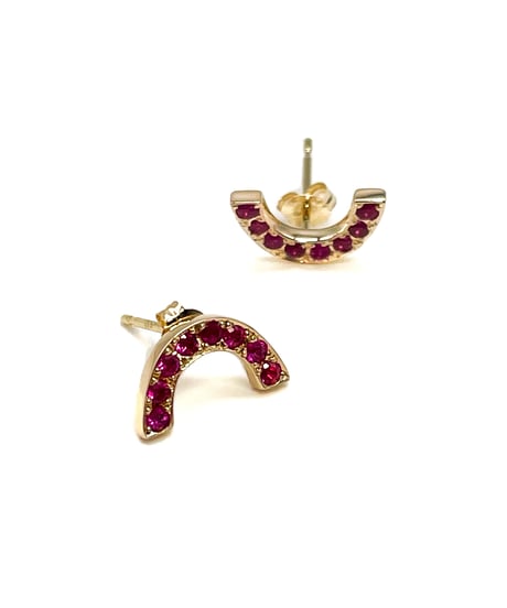 Rainbow pierced earrings-ruby-
