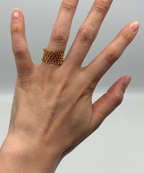 Lattice Passage-Diamond mesh ring silver925