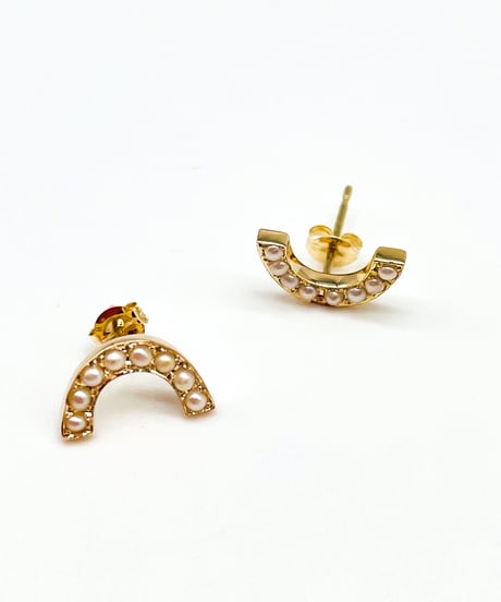 rainbow pierced earrings-pearl-