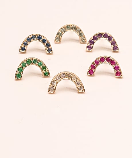Rainbow pierced earrings -amethyst -