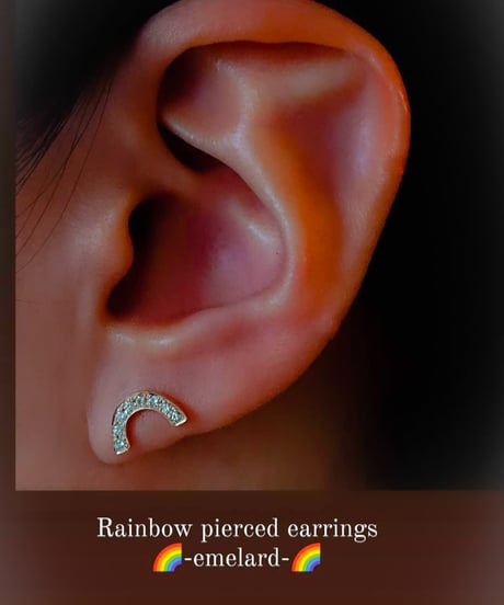 Rainbow pierced earrings-aquamarine-
