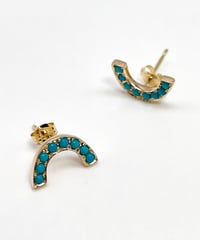 Rainbow pierced earrings-turquoise-