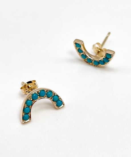 Rainbow pierced earrings-turquoise-